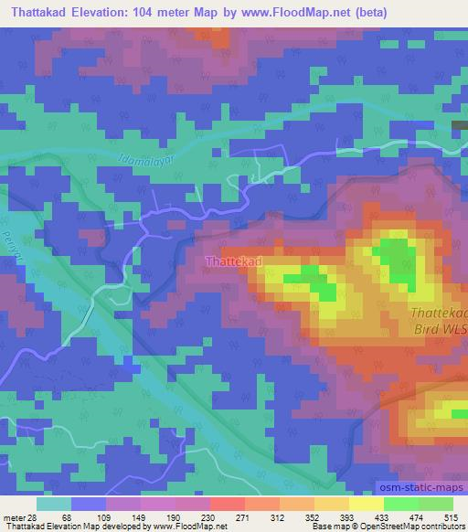 Thattakad,India Elevation Map