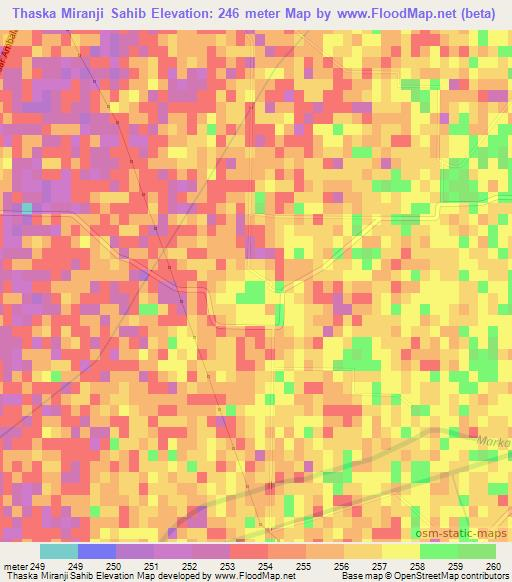 Thaska Miranji Sahib,India Elevation Map
