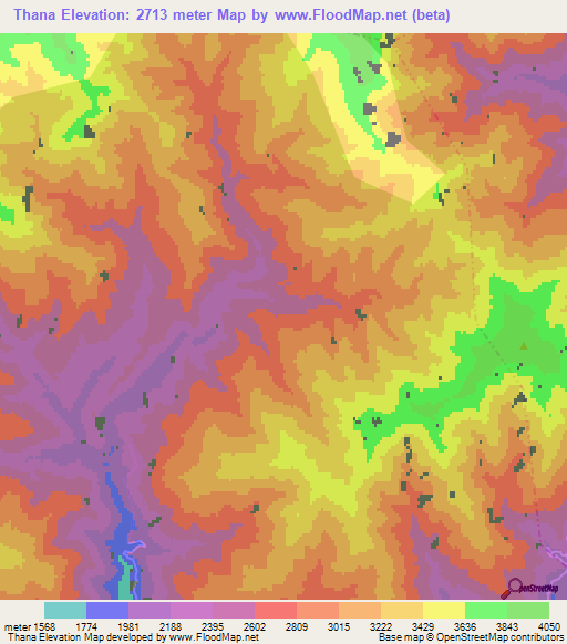 Thana,India Elevation Map
