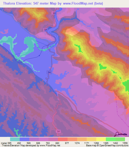 Thalora,India Elevation Map