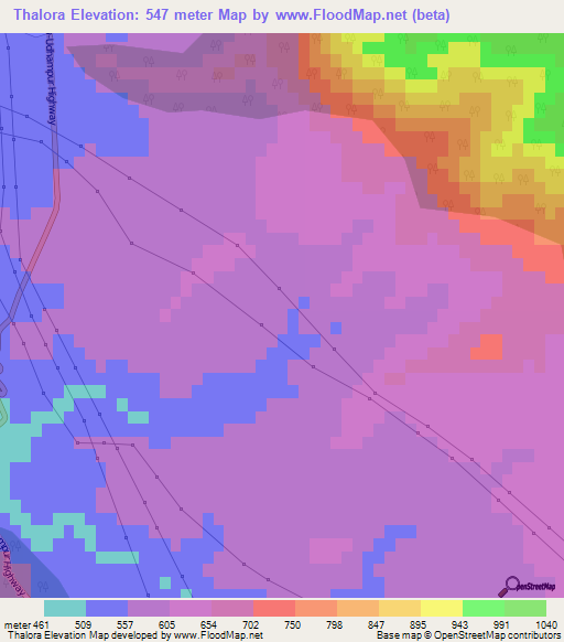 Thalora,India Elevation Map
