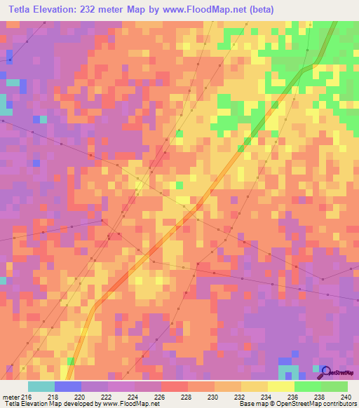 Tetla,India Elevation Map