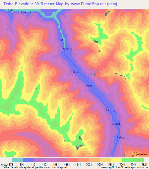 Tetha,India Elevation Map