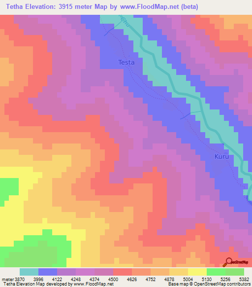 Tetha,India Elevation Map