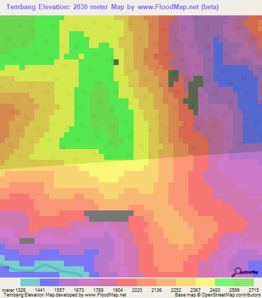 Tembang,India Elevation Map