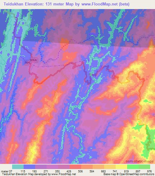 Teidukhan,India Elevation Map