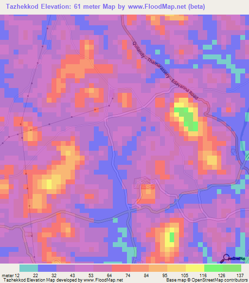 Tazhekkod,India Elevation Map