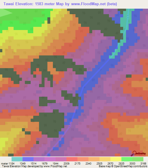 Tawai,India Elevation Map