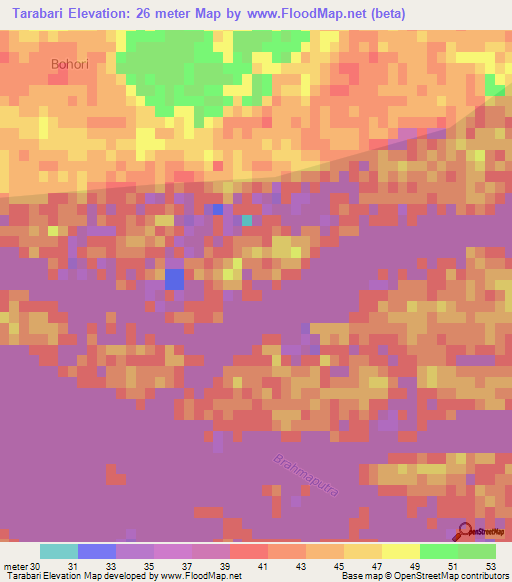 Tarabari,India Elevation Map