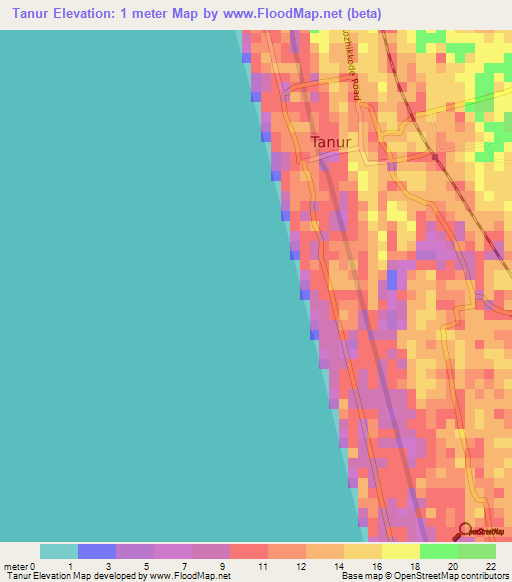 Tanur,India Elevation Map
