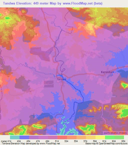 Tandwa,India Elevation Map