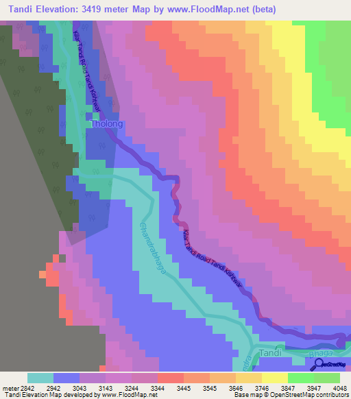 Tandi,India Elevation Map