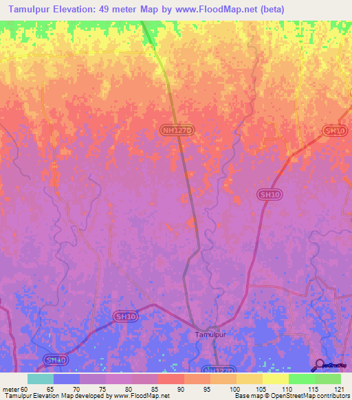 Tamulpur,India Elevation Map