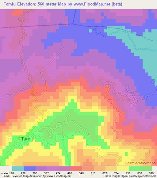 Tamlu,India Elevation Map