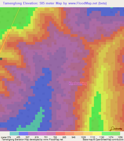Tamenglong,India Elevation Map