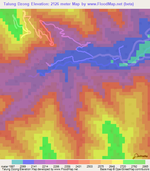 Talung Dzong,India Elevation Map