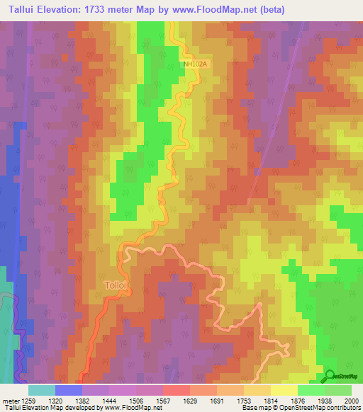 Tallui,India Elevation Map