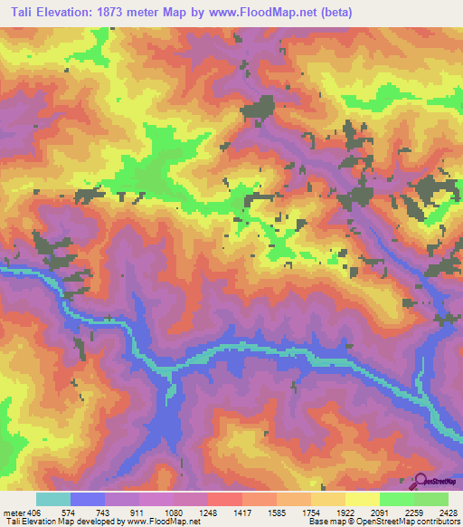 Tali,India Elevation Map
