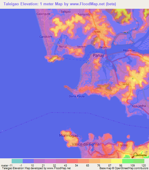 Taleigao,India Elevation Map