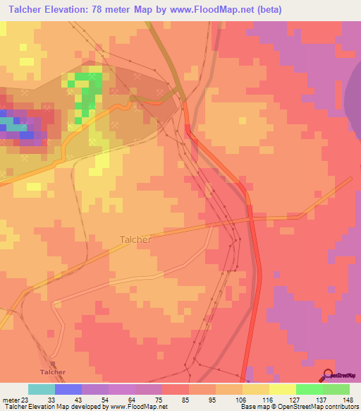 Talcher,India Elevation Map