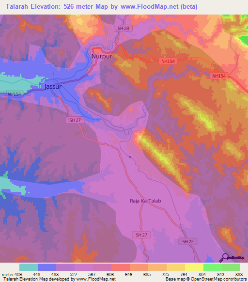 Talarah,India Elevation Map