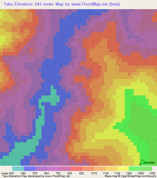 Taku,India Elevation Map