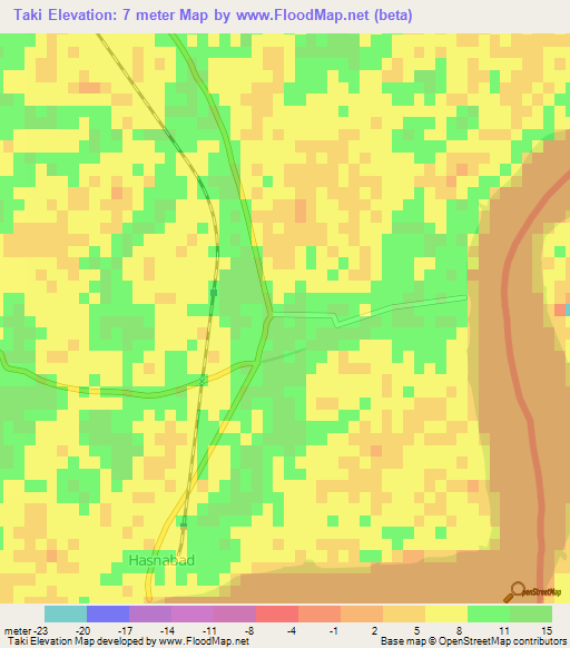 Taki,India Elevation Map