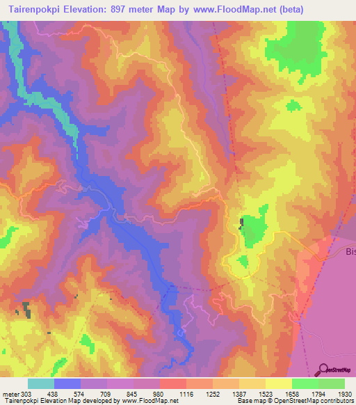 Tairenpokpi,India Elevation Map