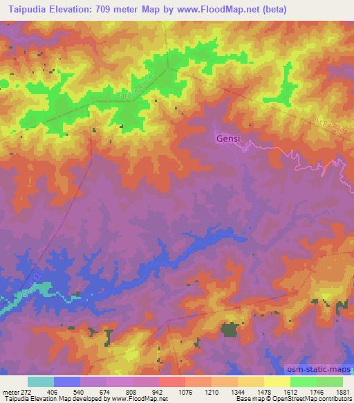 Taipudia,India Elevation Map