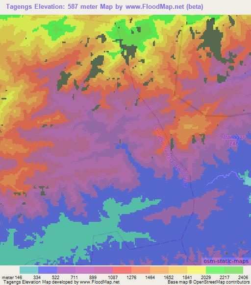 Tagengs,India Elevation Map
