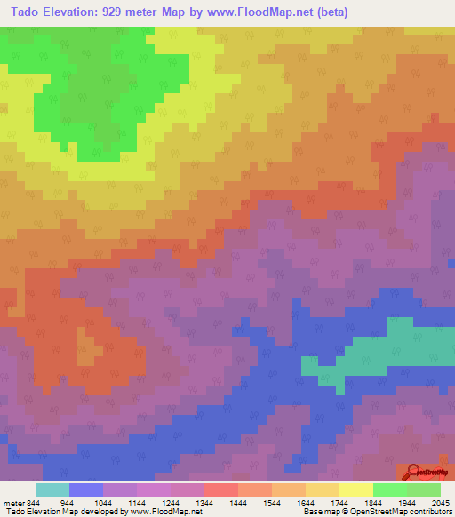Tado,India Elevation Map