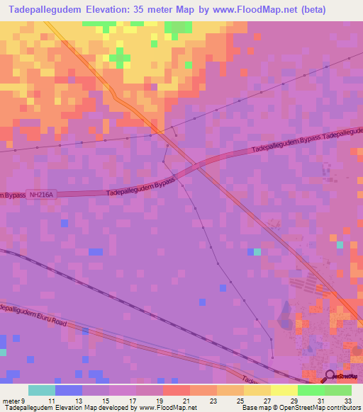 Tadepallegudem,India Elevation Map