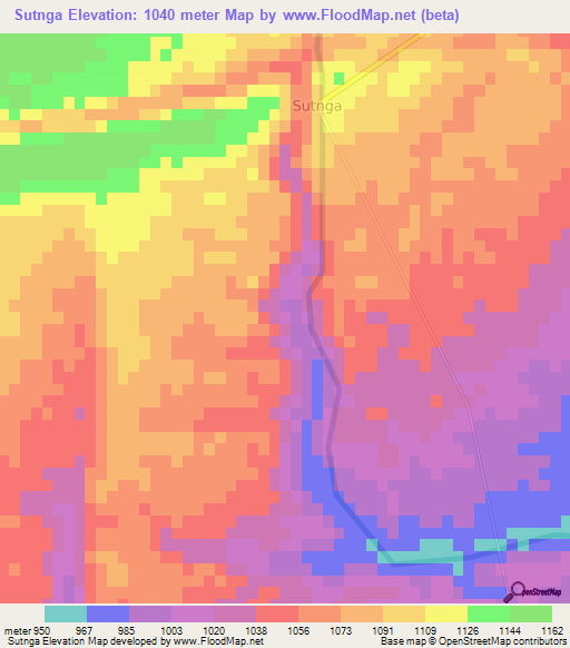 Sutnga,India Elevation Map