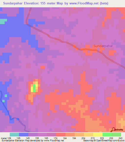 Sundarpahar,India Elevation Map