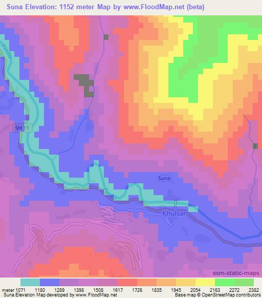 Suna,India Elevation Map