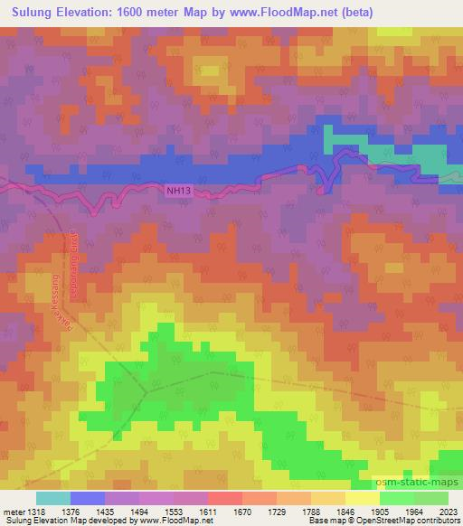 Sulung,India Elevation Map