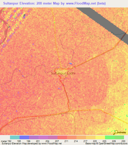 Sultanpur,India Elevation Map