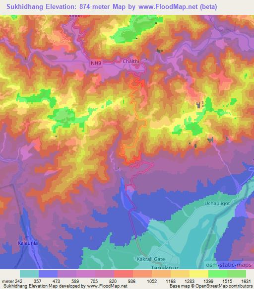 Sukhidhang,India Elevation Map