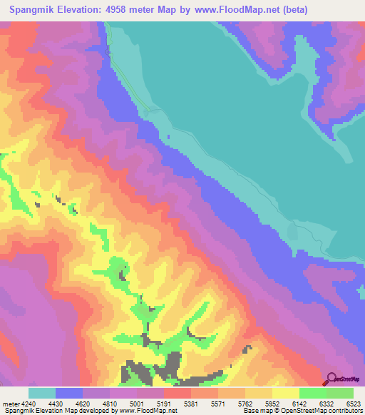 Spangmik,India Elevation Map