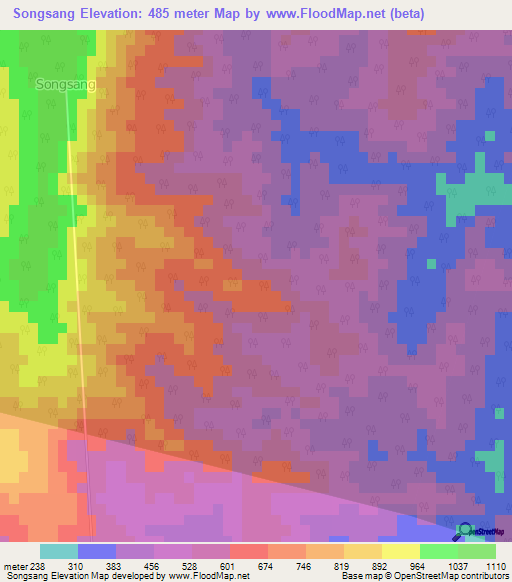 Songsang,India Elevation Map