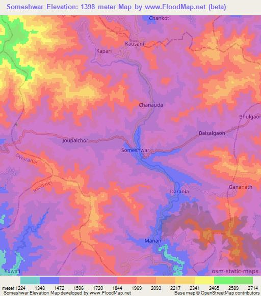 Someshwar,India Elevation Map