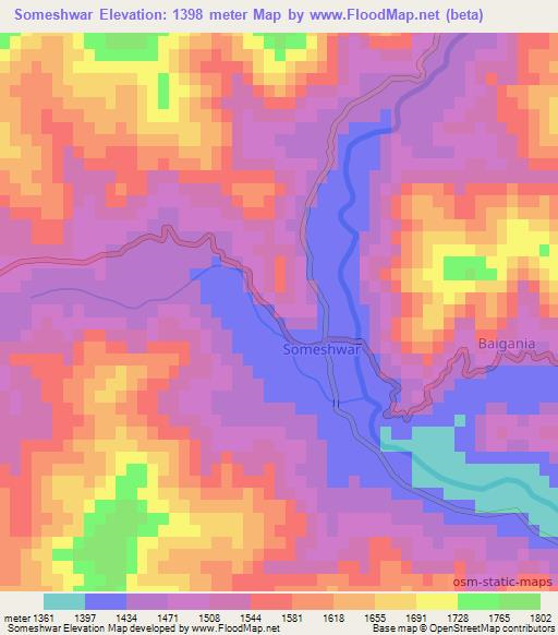 Someshwar,India Elevation Map