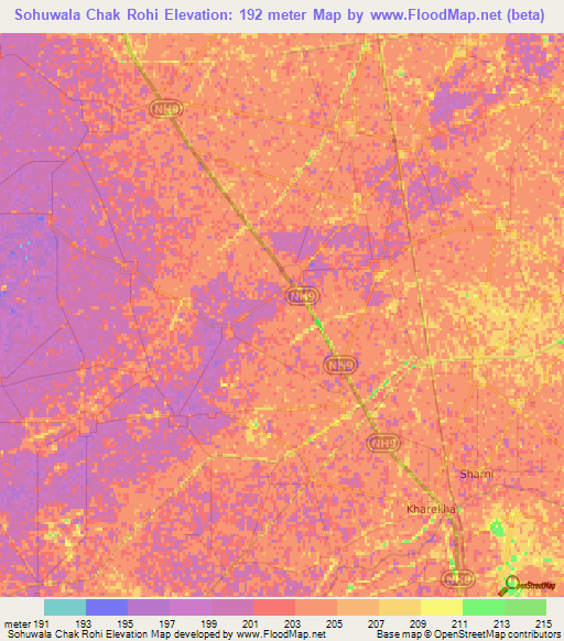 Sohuwala Chak Rohi,India Elevation Map