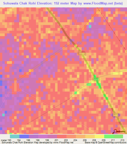 Sohuwala Chak Rohi,India Elevation Map