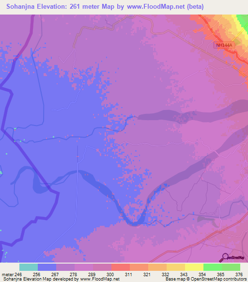 Sohanjna,India Elevation Map