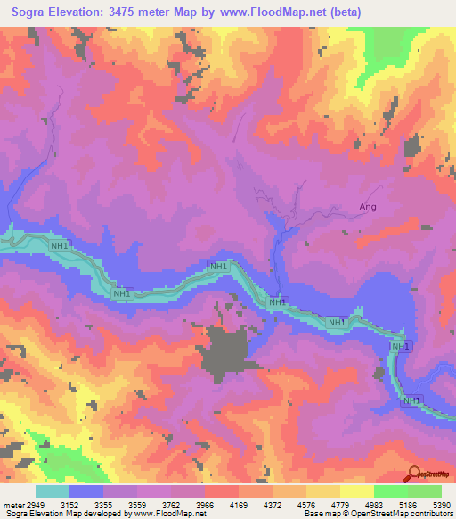 Sogra,India Elevation Map