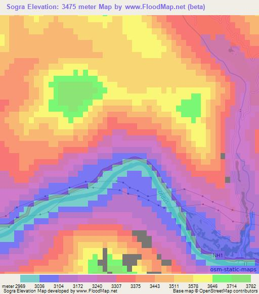 Sogra,India Elevation Map