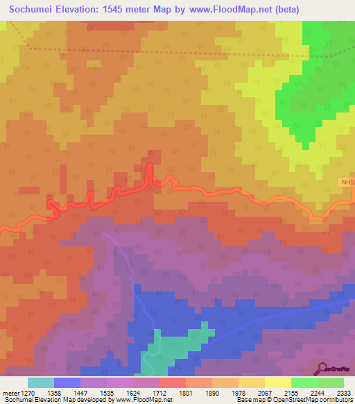 Sochumei,India Elevation Map