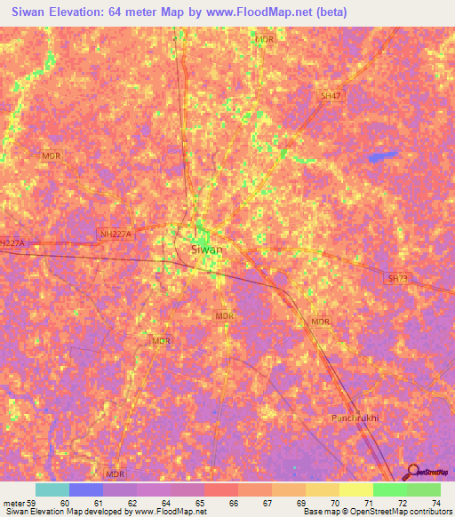 Siwan,India Elevation Map