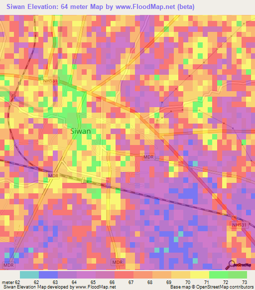 Siwan,India Elevation Map